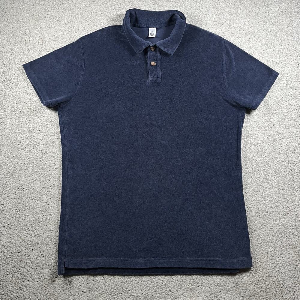 Birdwell Beach Britches Polo Shirt Mens XL Blue Terry Cloth Casual Made USA